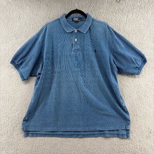 Vintage Ralph Lauren Blue Cotton Polo Shirt - Size XL Made in USA